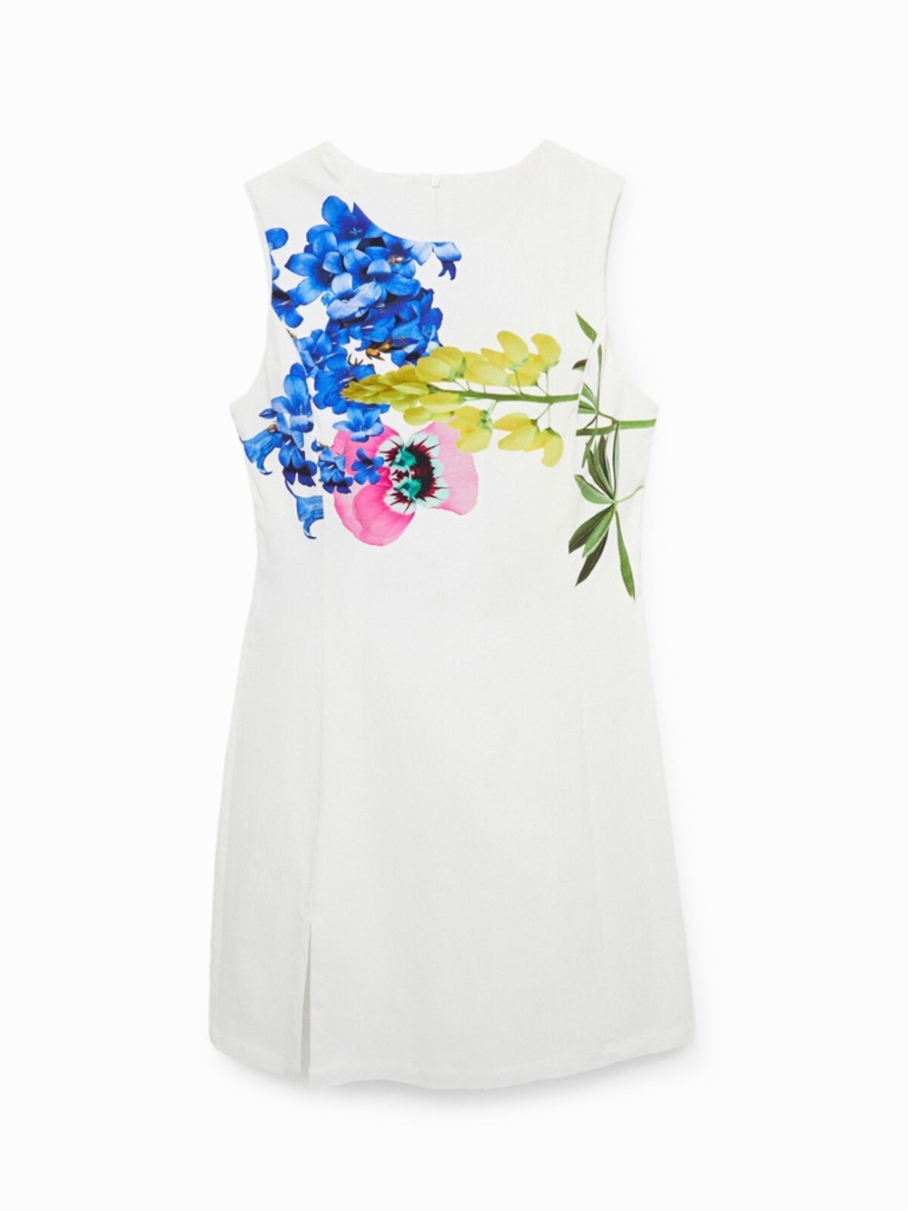 Desigual Floral Print Mini Dress White Sleeveless A-Line BNWT Size S Feminine - Picture 4 of 9